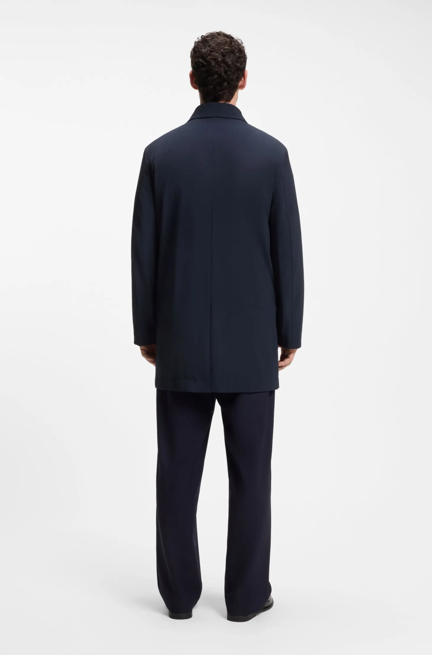 Regular-fit coat in patterned stretch fabric