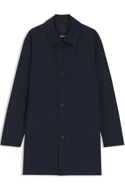 Regular-fit coat in patterned stretch fabric