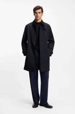 Regular-fit coat in water-repellent gabardine