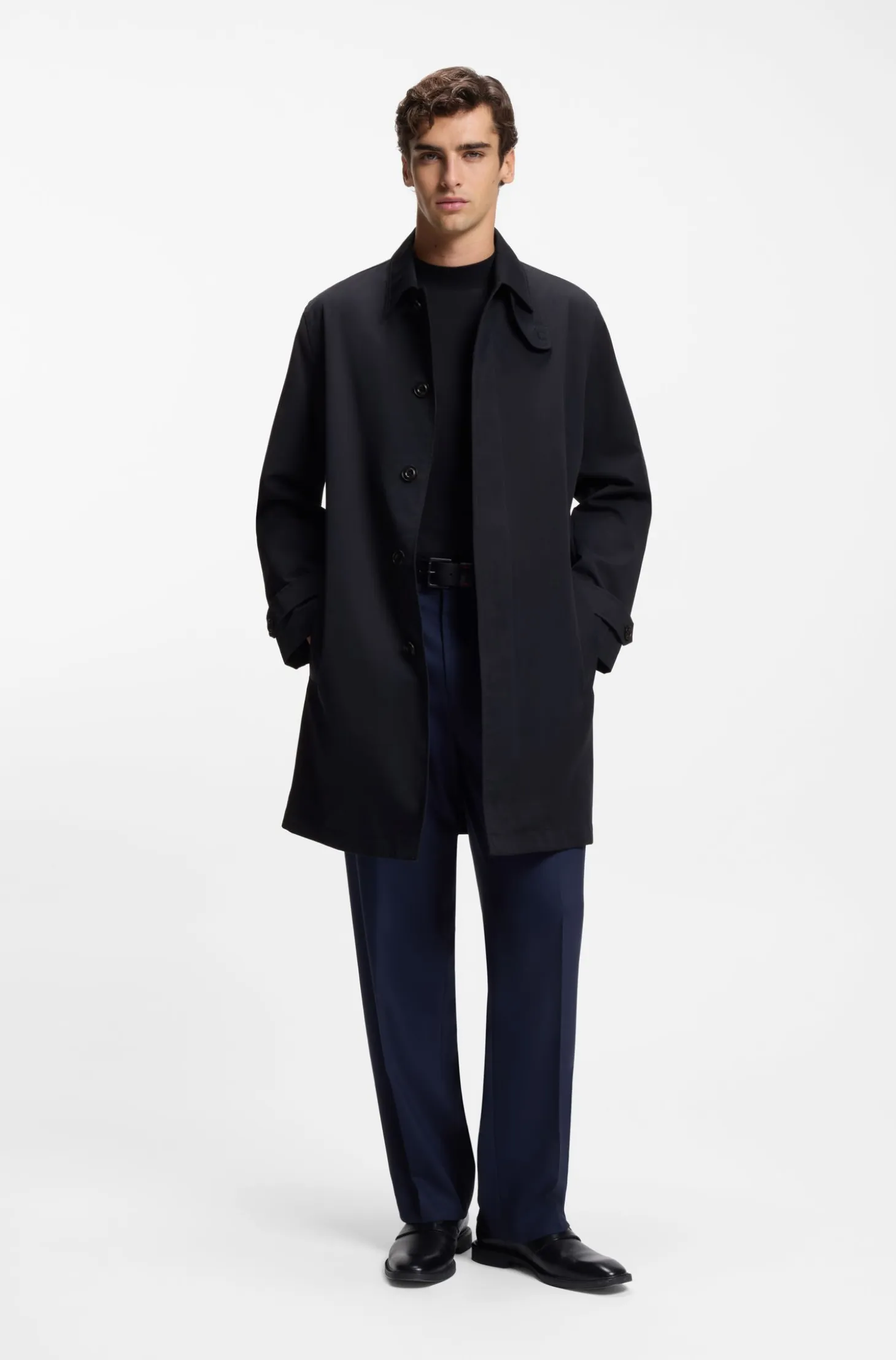Regular-fit coat in water-repellent gabardine
