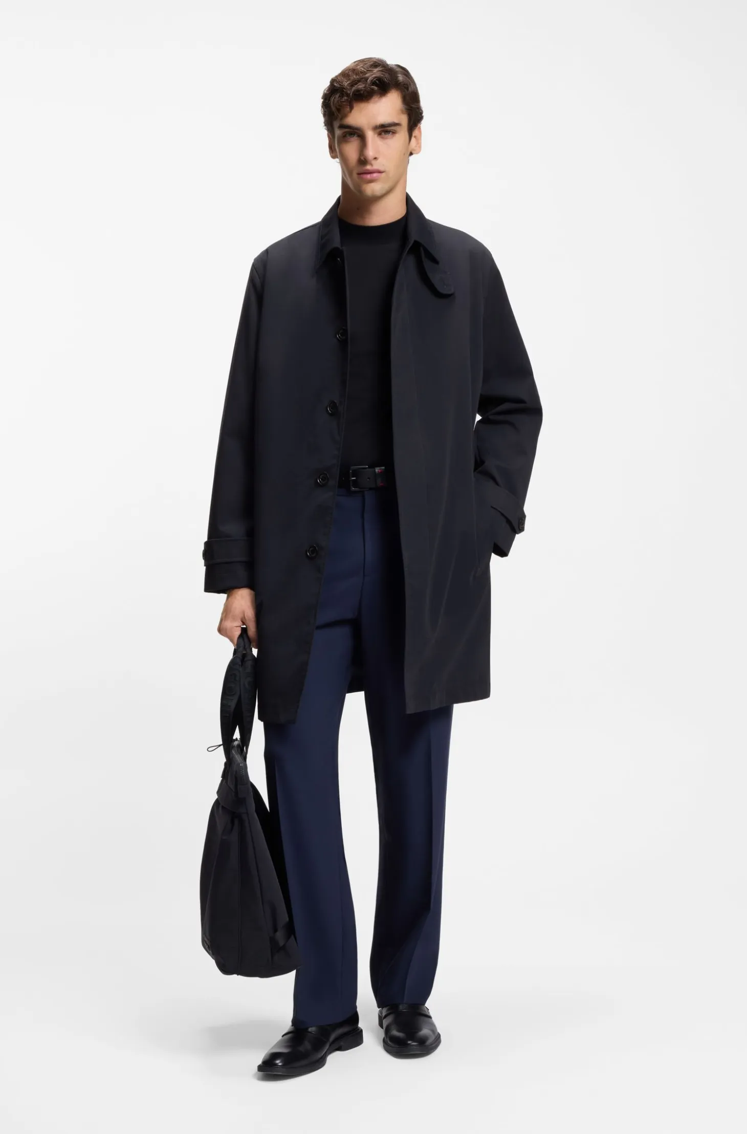 Regular-fit coat in water-repellent gabardine