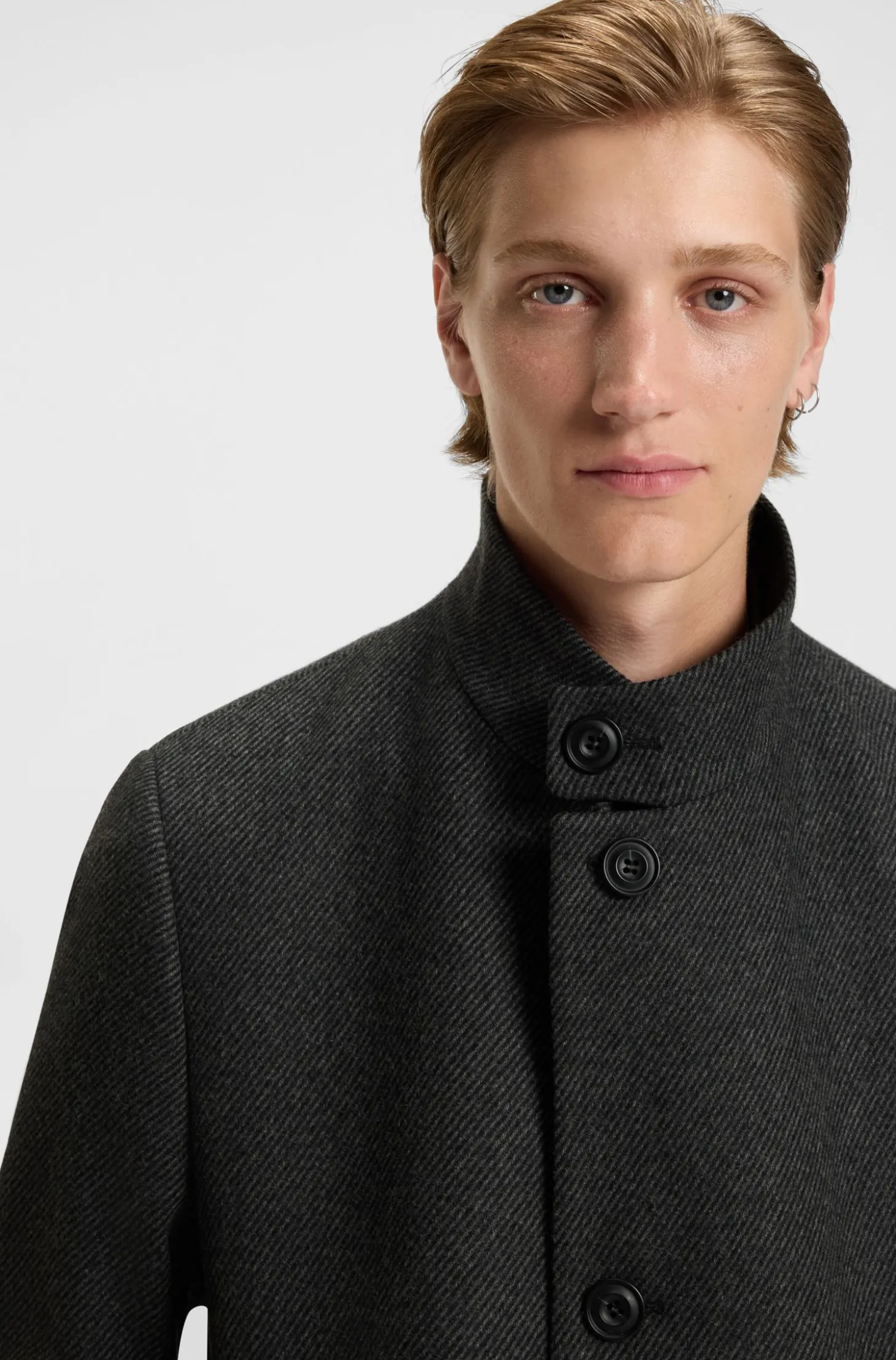 Regular-fit coat in wool-blend twill