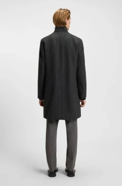 Regular-fit coat in wool-blend twill