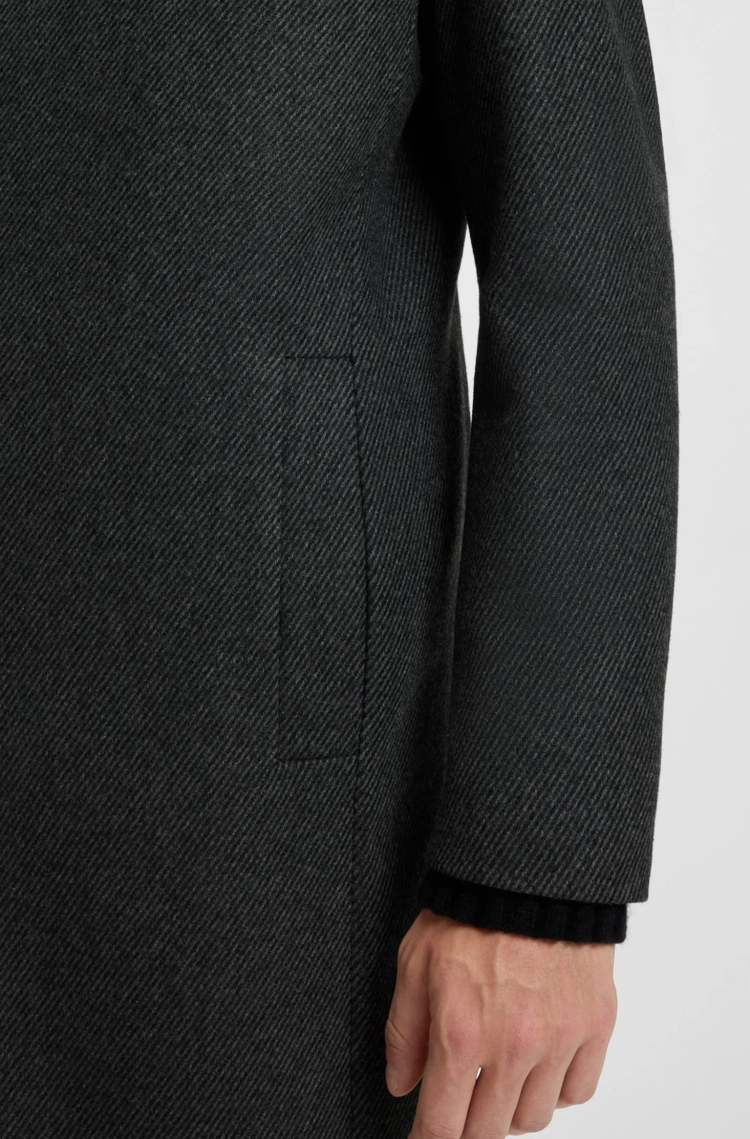 Regular-fit coat in wool-blend twill