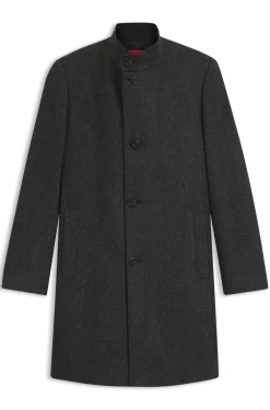 Regular-fit coat in wool-blend twill