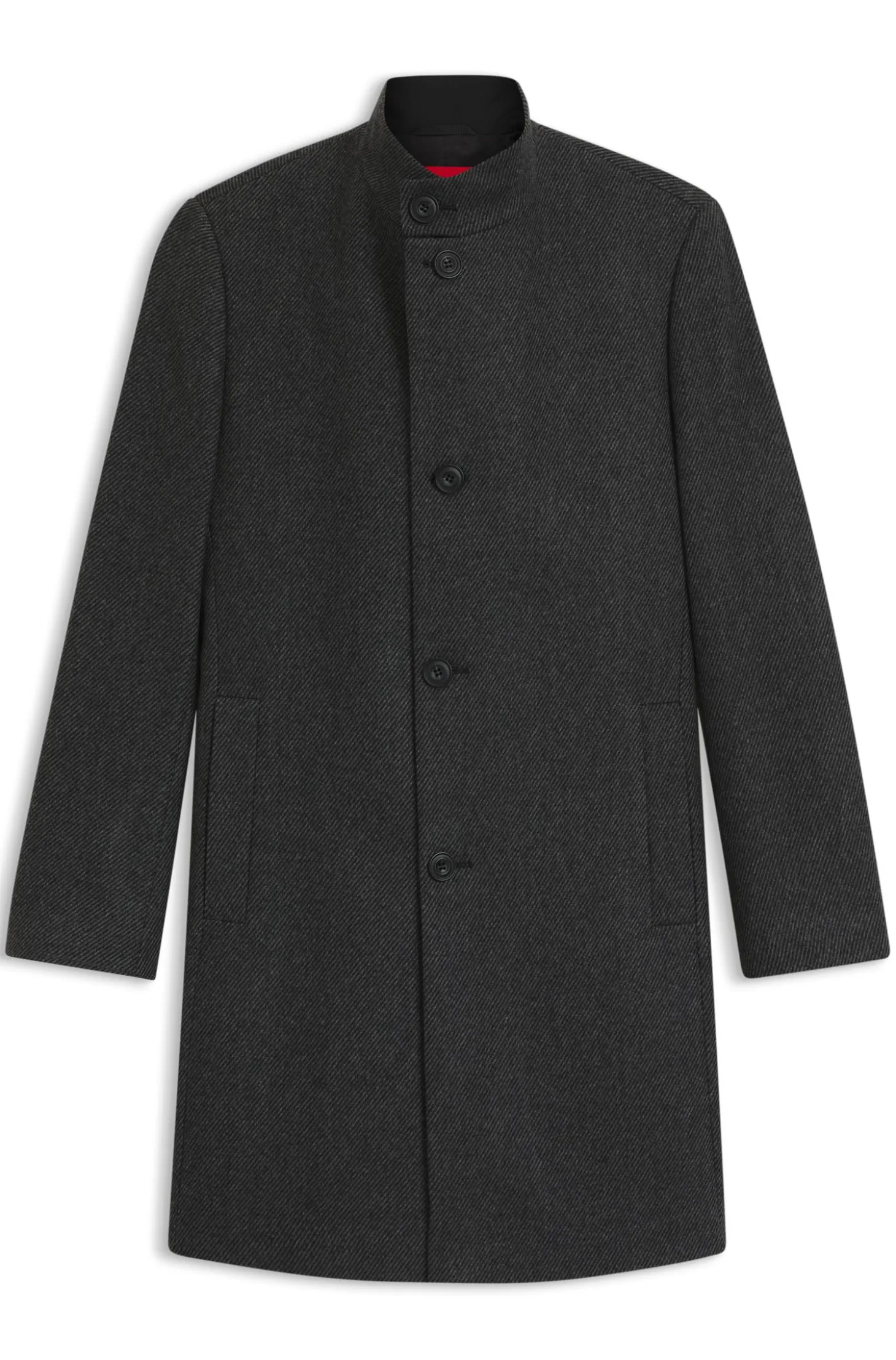 Regular-fit coat in wool-blend twill