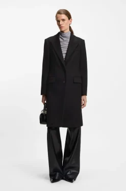 Regular-fit coat in wool with peak lapels