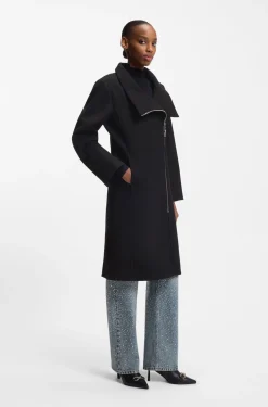 Regular-fit coat with asymmetric zip
