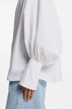 Regular-fit cotton-poplin shirt with kimono sleeves