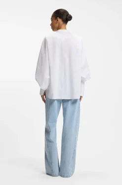 Regular-fit cotton-poplin shirt with kimono sleeves