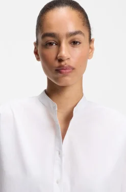 Regular-fit cotton-poplin shirt with kimono sleeves