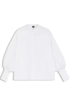 Regular-fit cotton-poplin shirt with kimono sleeves