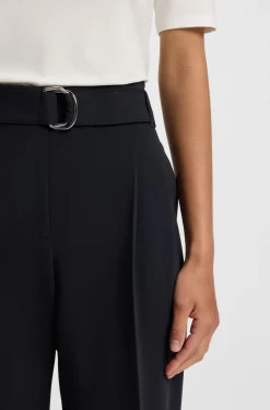 Regular-fit cropped trousers in crease-resistant crepe
