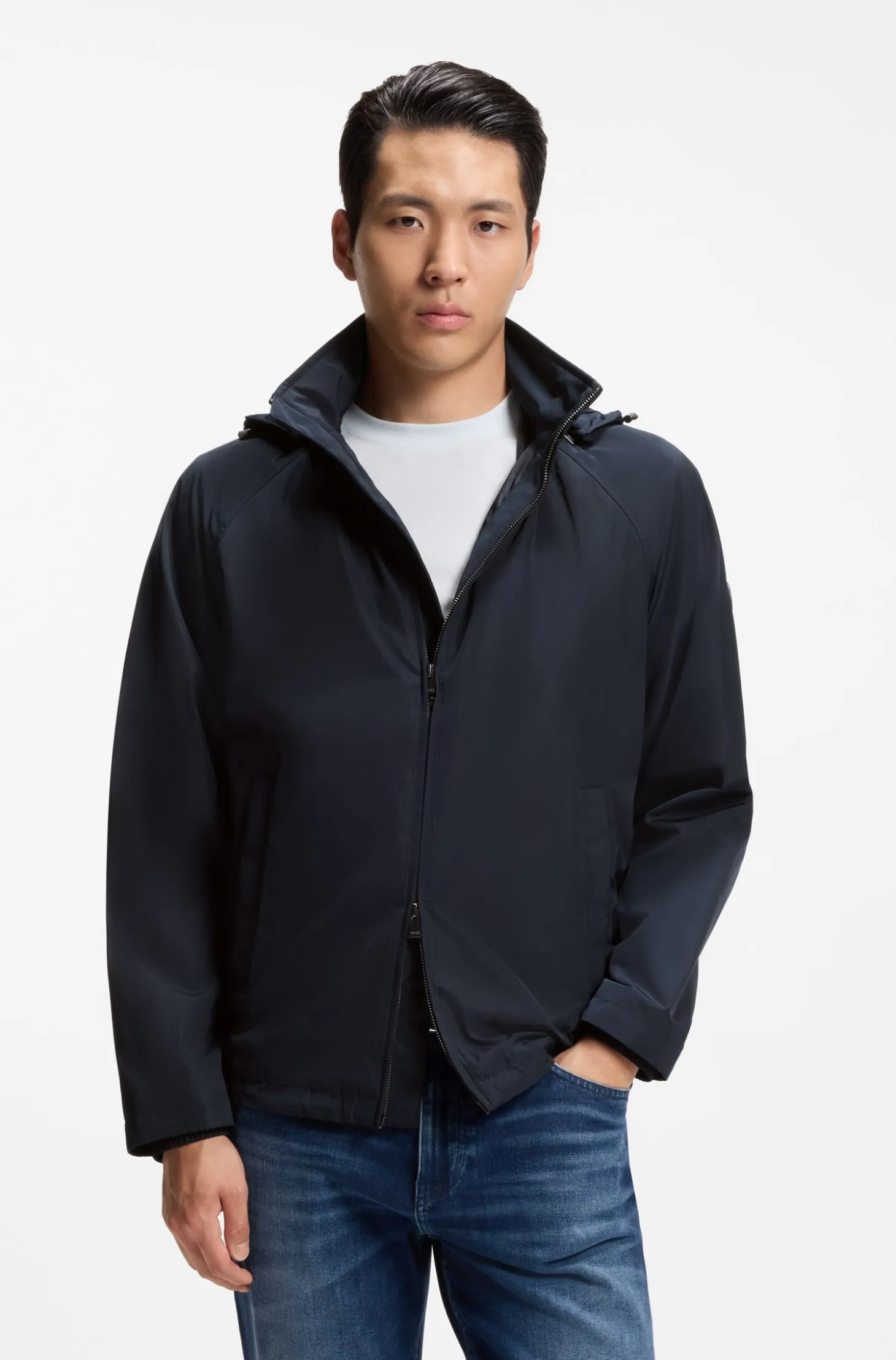 Regular-fit hooded jacket with water-repellent finish