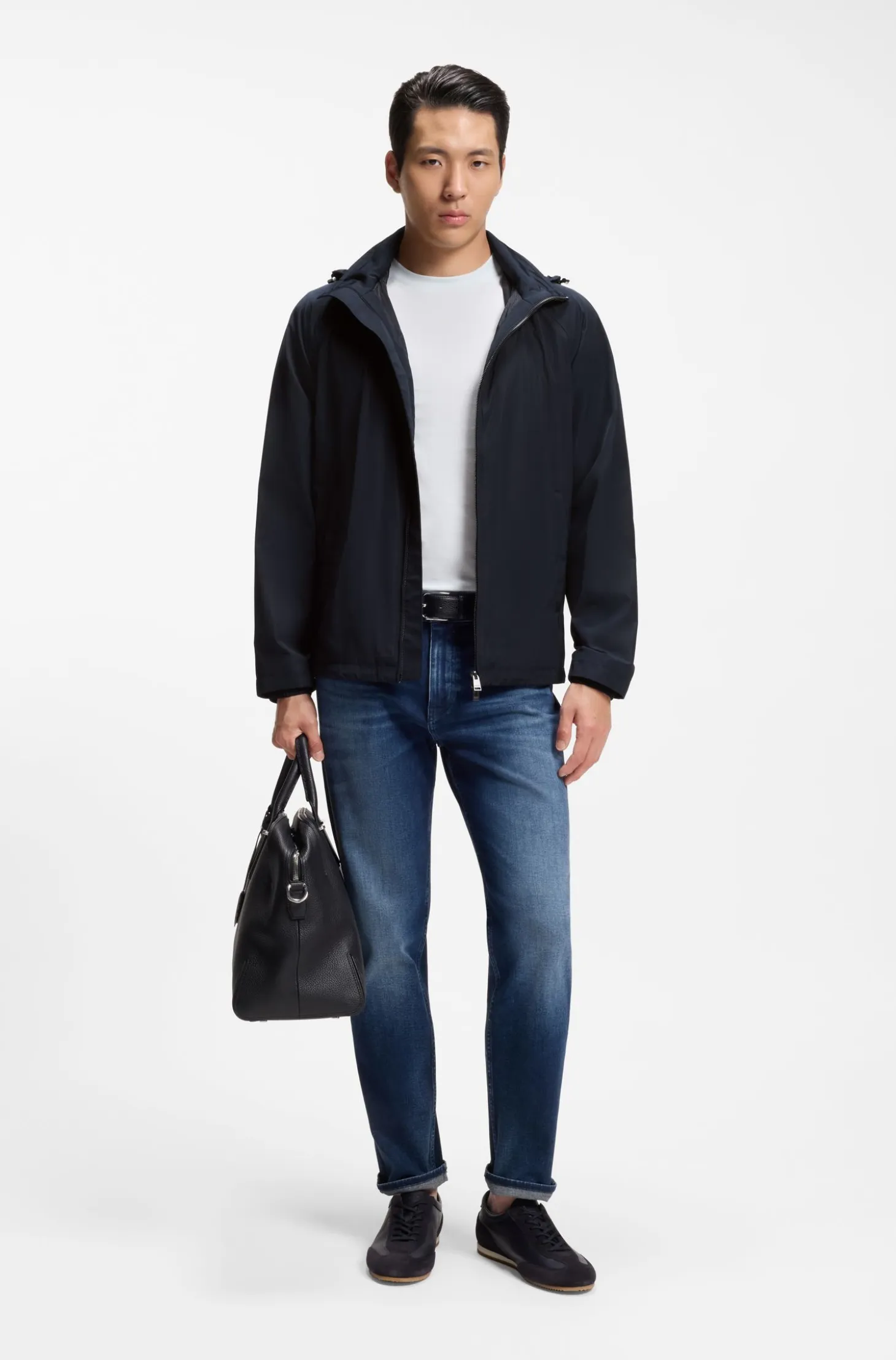 Regular-fit hooded jacket with water-repellent finish