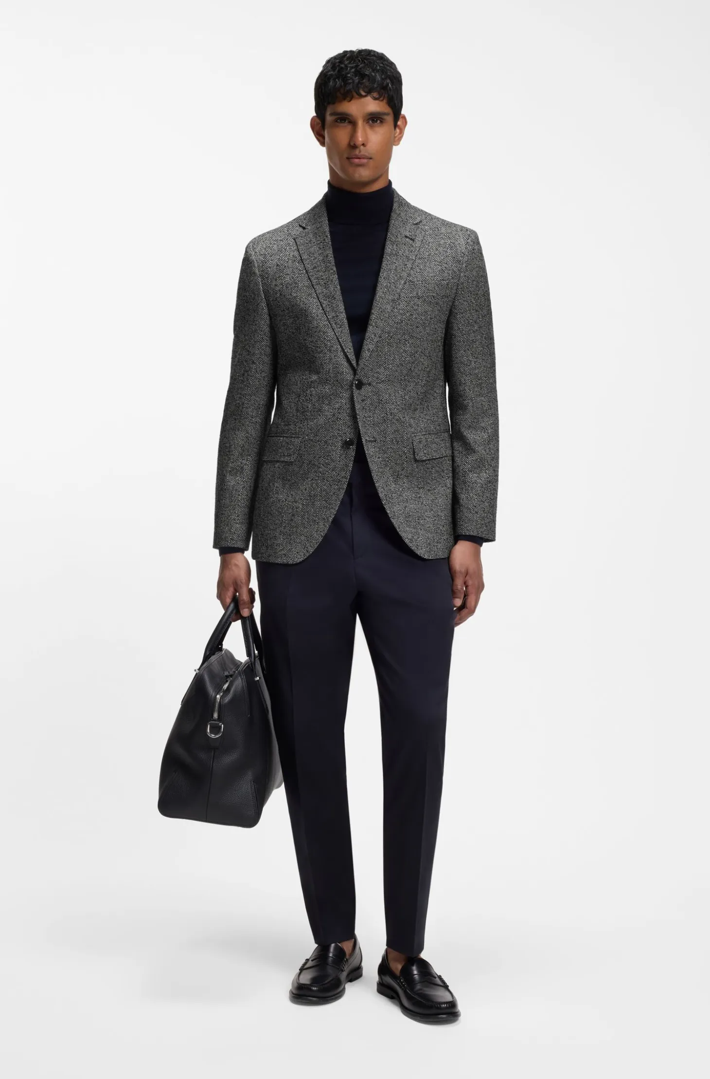Regular-fit jacket in a herringbone wool blend