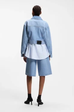 Regular-fit jacket in bright-blue denim