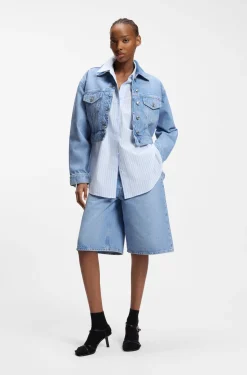 Regular-fit jacket in bright-blue denim