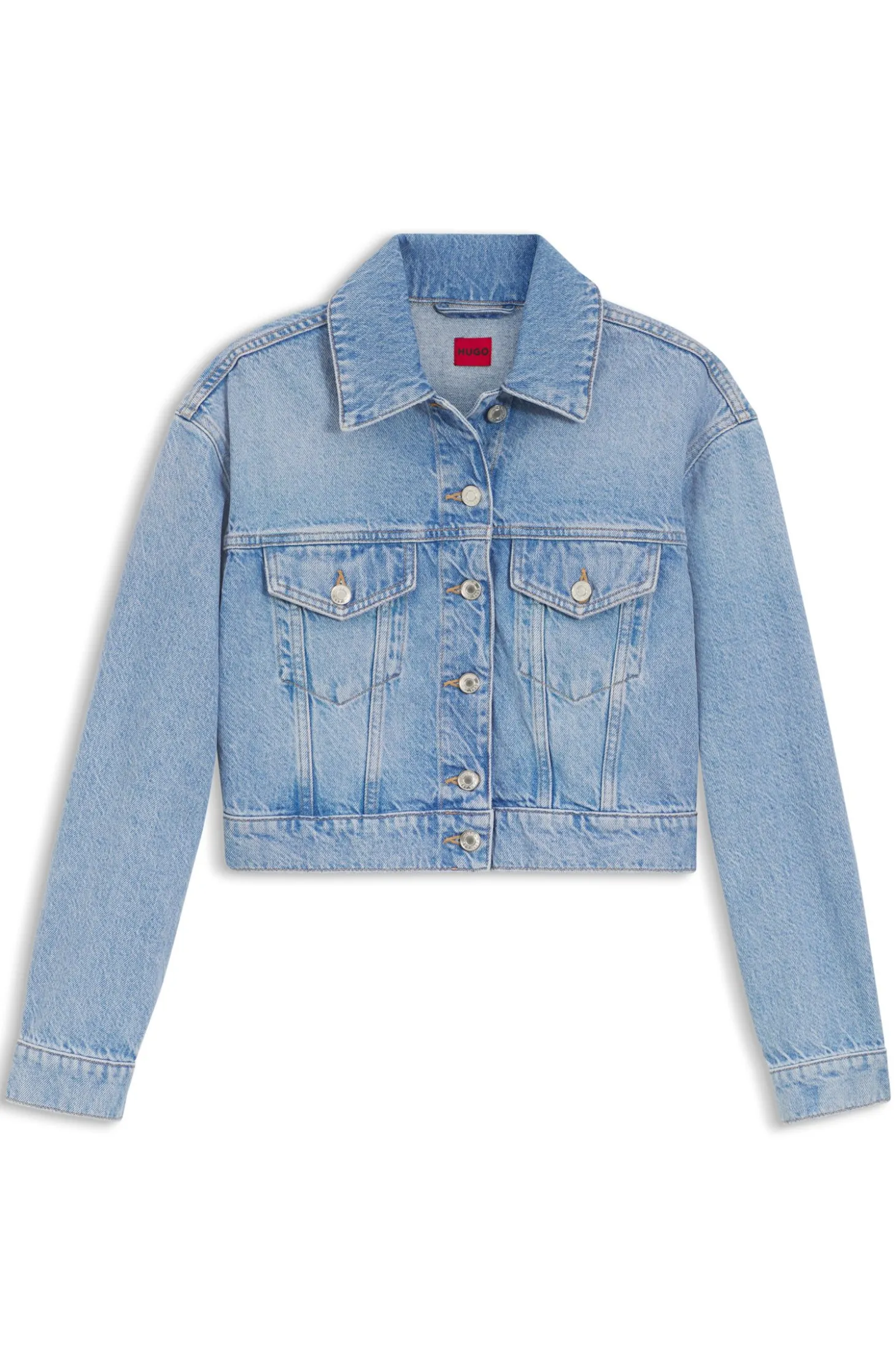 Regular-fit jacket in bright-blue denim