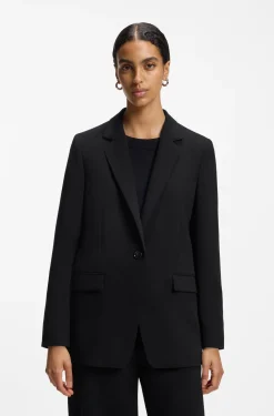 Regular-fit jacket in crease-resistant crepe