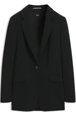 Regular-fit jacket in crease-resistant crepe