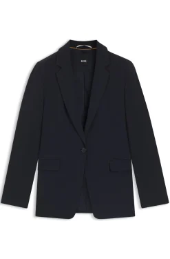 Regular-fit jacket in crease-resistant crepe