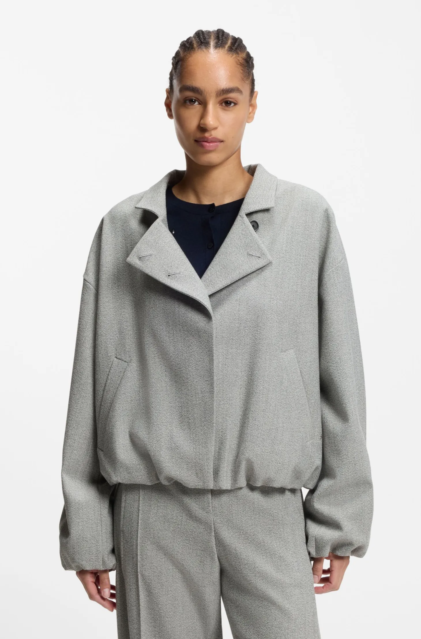 Regular-fit jacket in stretch sharkskin