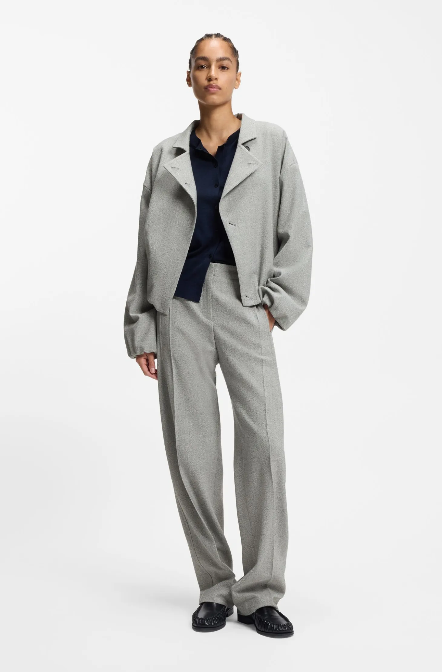 Regular-fit jacket in stretch sharkskin