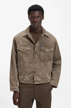 Regular-fit jacket in washed denim