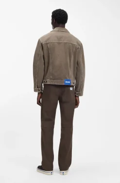 Regular-fit jacket in washed denim