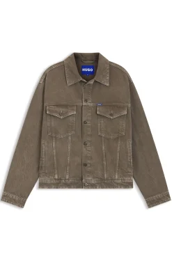 Regular-fit jacket in washed denim