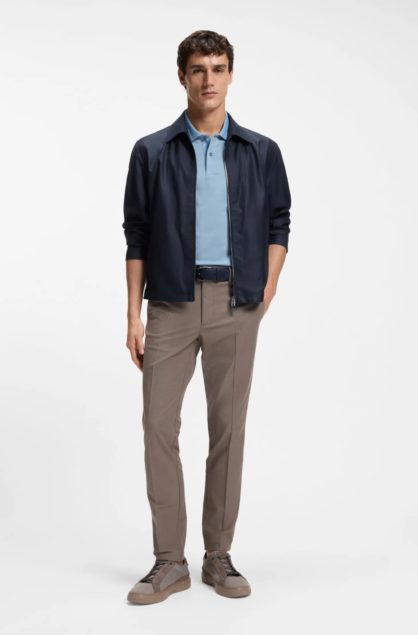Regular-fit jacket in water-repellent coated fabric