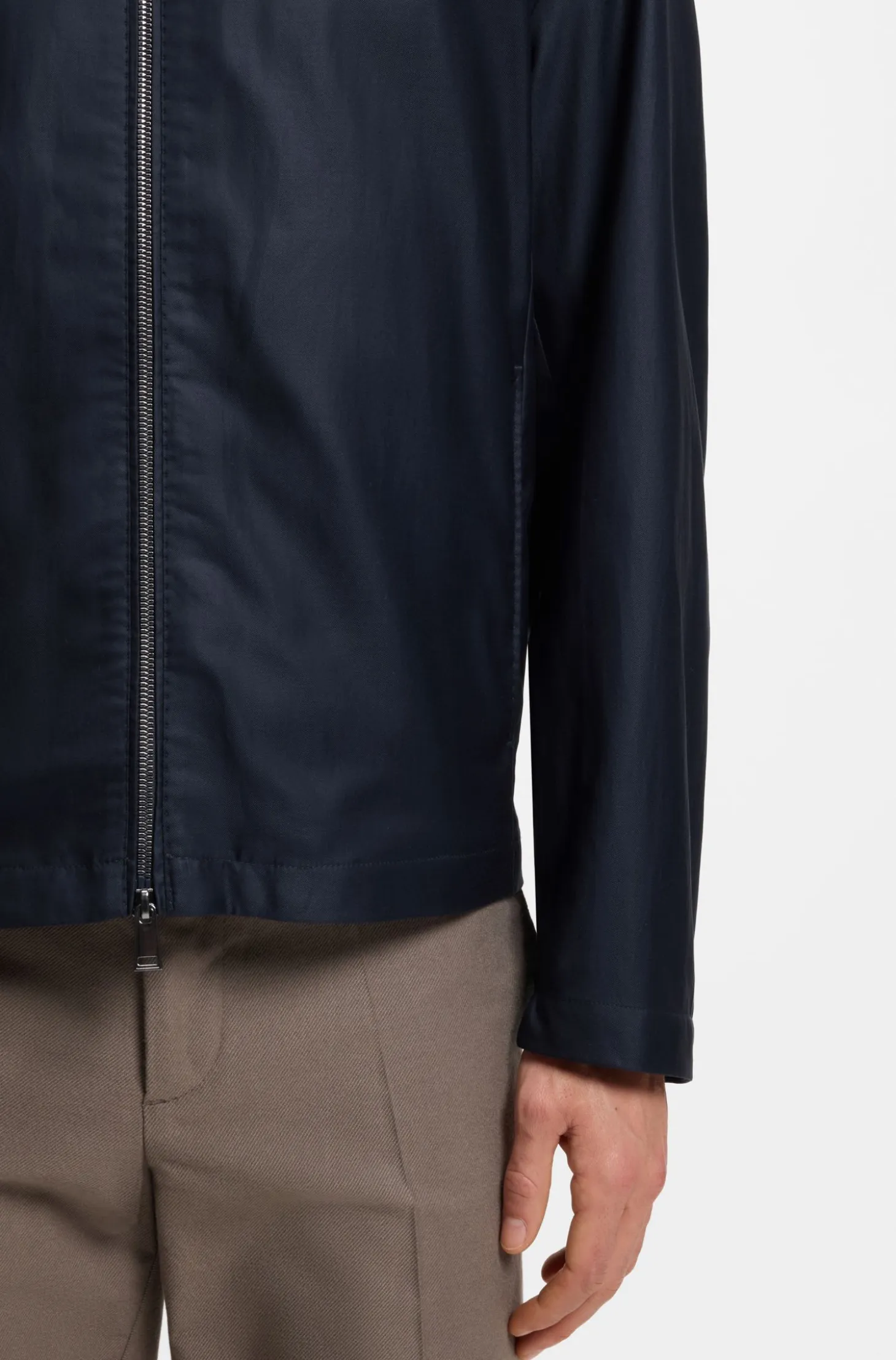 Regular-fit jacket in water-repellent coated fabric