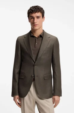 Regular-fit jacket in wool, linen, silk and cashmere