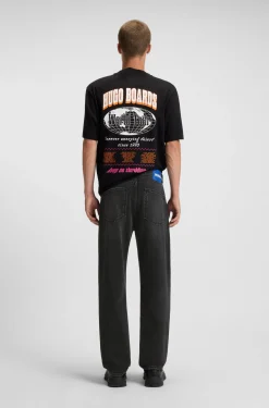 Regular-fit jeans in black washed denim