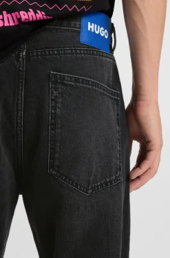 Regular-fit jeans in black washed denim