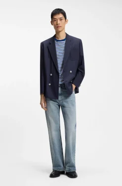 Regular-fit jeans in blue denim with flared leg
