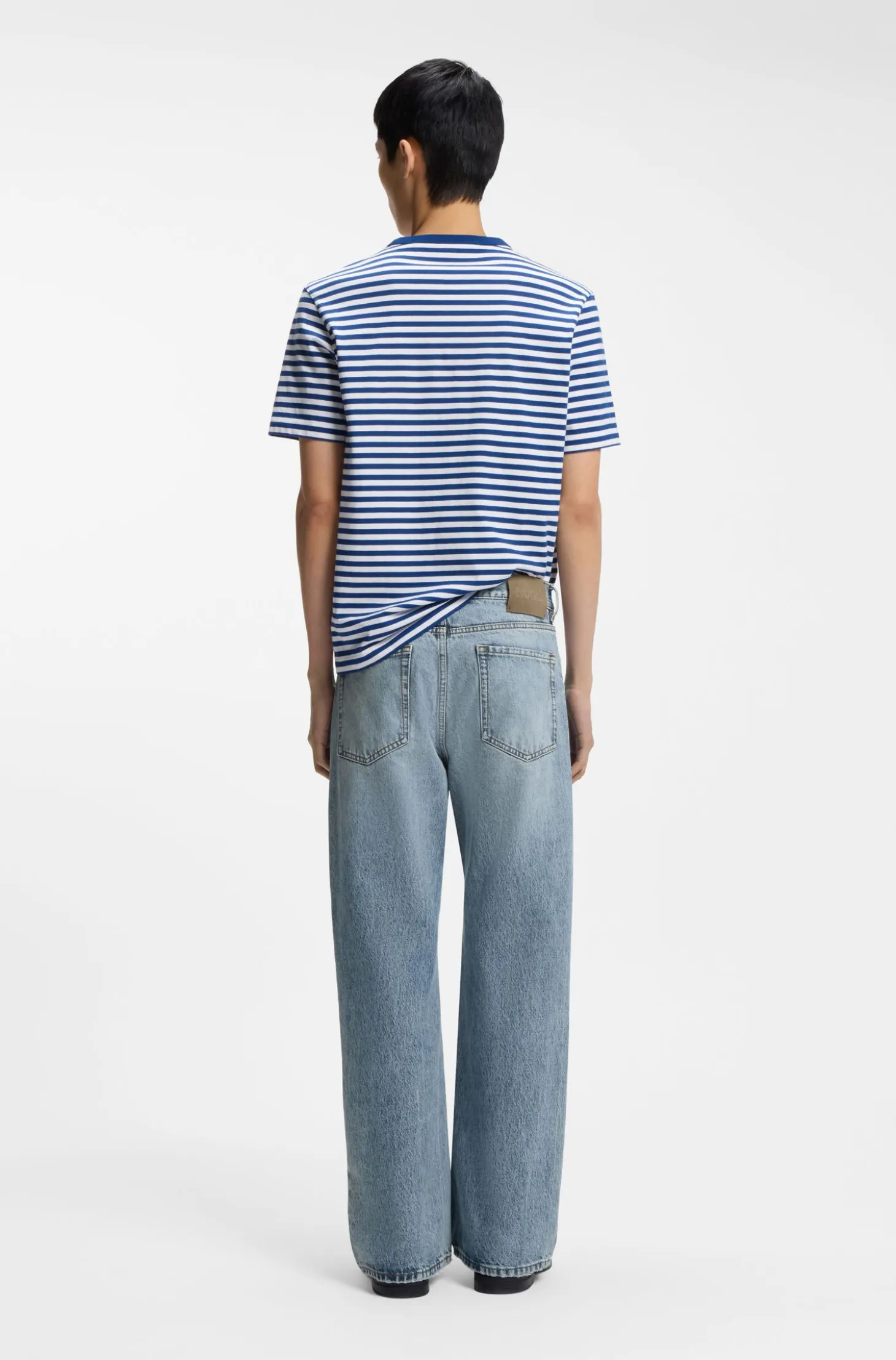 Regular-fit jeans in blue denim with flared leg