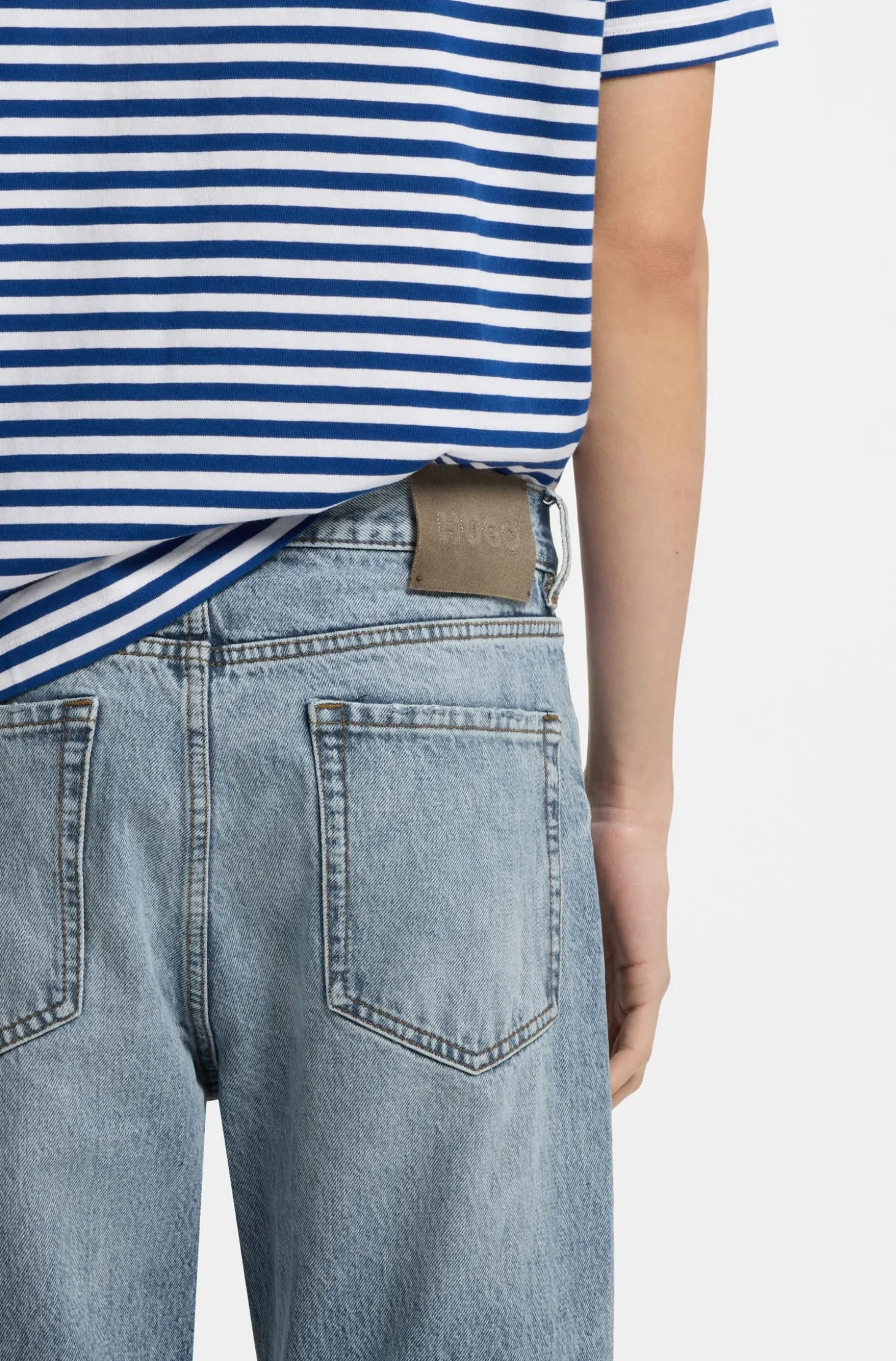Regular-fit jeans in blue denim with flared leg