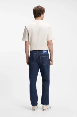 Regular-fit jeans in blue indigo cotton