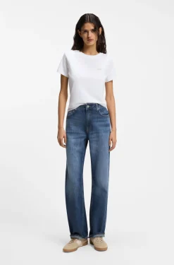 Regular-fit jeans in blue marbled denim