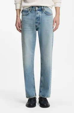Regular-fit jeans in bright-blue broken-twill fabric