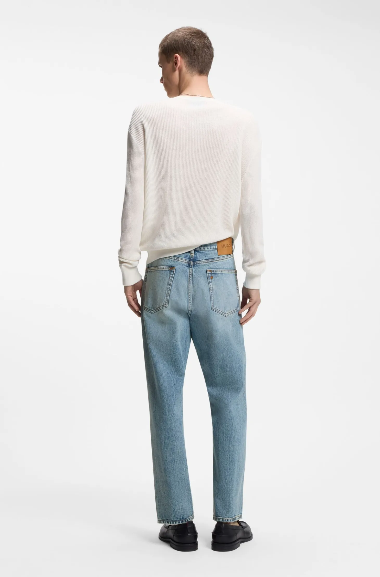 Regular-fit jeans in bright-blue broken-twill fabric
