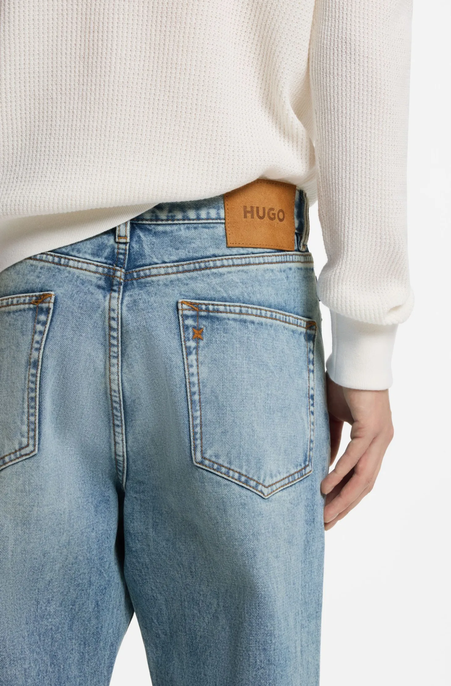 Regular-fit jeans in bright-blue broken-twill fabric