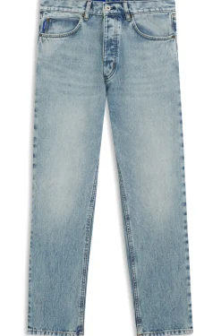Regular-fit jeans in bright-blue broken-twill fabric