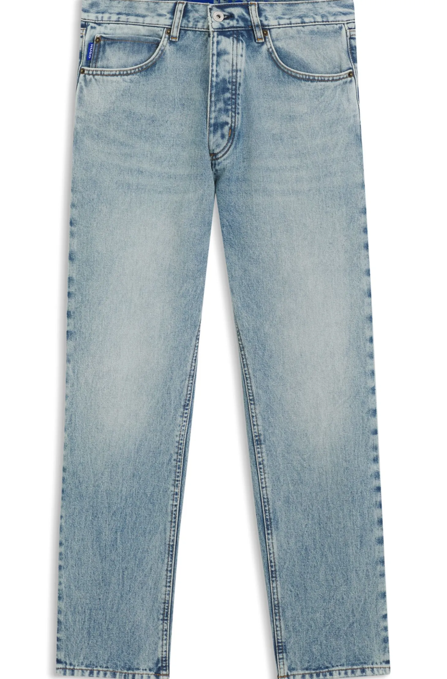 Regular-fit jeans in bright-blue broken-twill fabric