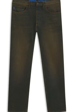 Regular-fit jeans in green-cast rigid denim