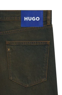 Regular-fit jeans in green-cast rigid denim