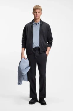 Regular-fit jersey trousers with jacquard tape