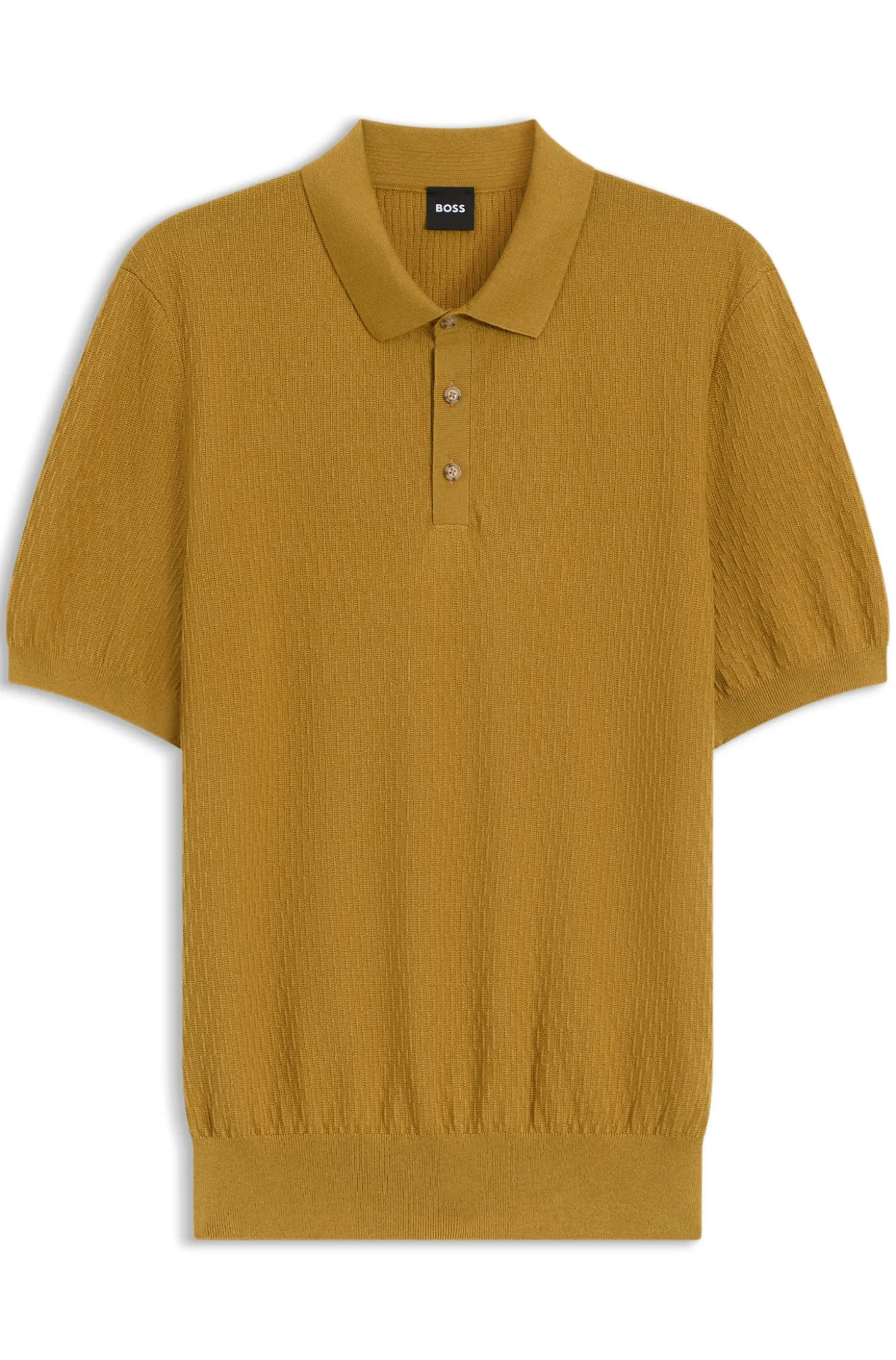 Regular-fit knit polo in structured fabric